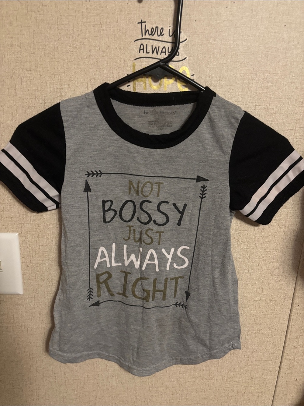 Kids' Grey and Black Graphic Tee - "Not Bossy Just Always Right"